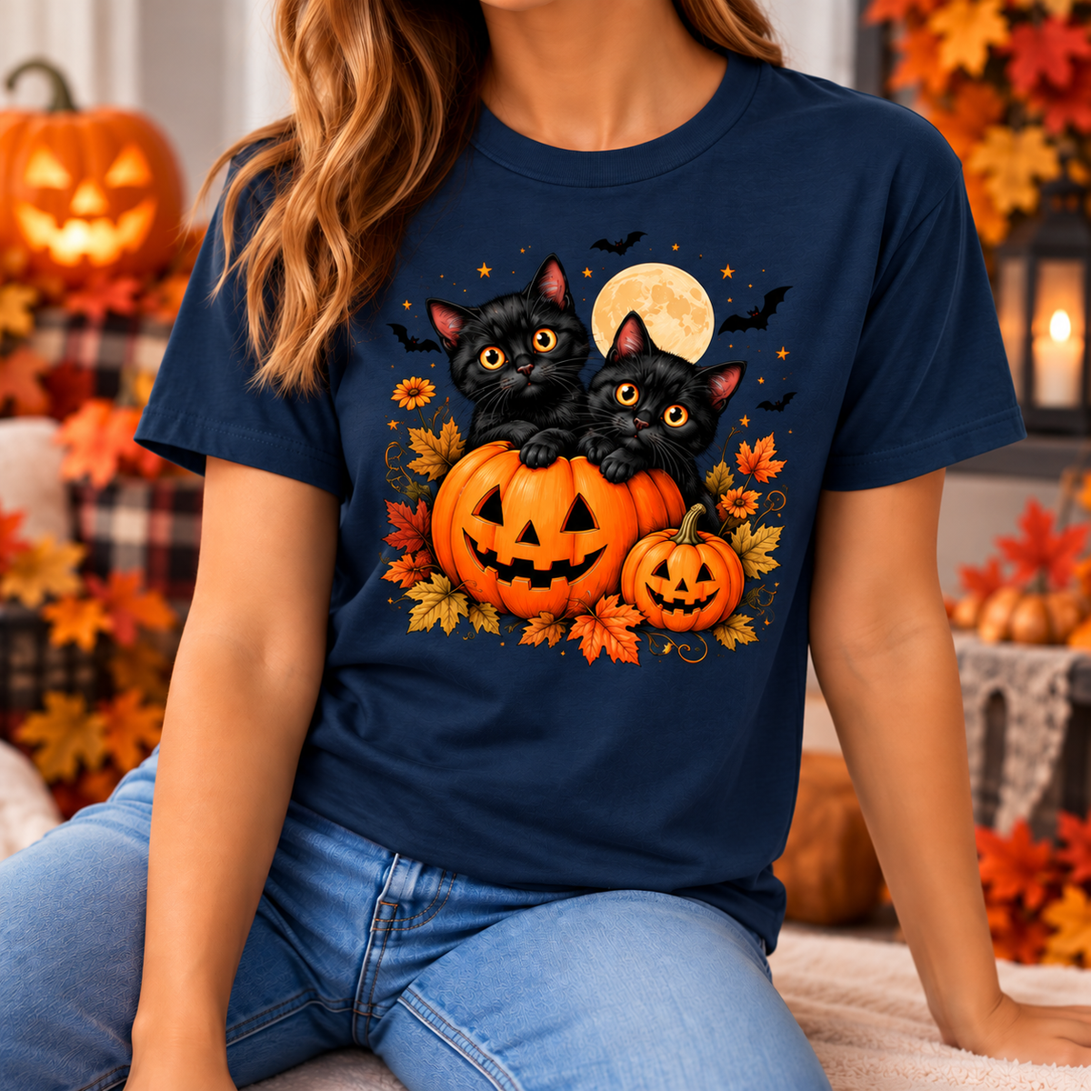 Black Cat Halloween Shirt – Pumpkin T-Shirt, Sweatshirt & Hoodie