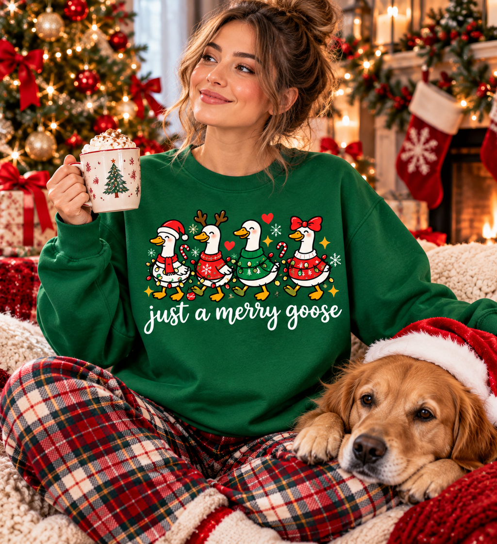 Just a Merry Goose Christmas Shirt, Sweatshirt & Hoodie
