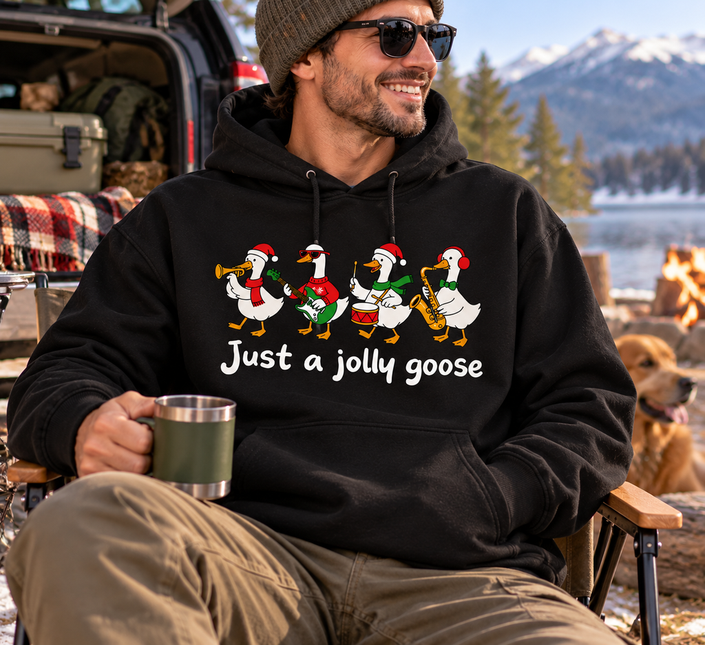 Just a Jolly Goose Hoodie – Funny Christmas Goose Sweatshirt
