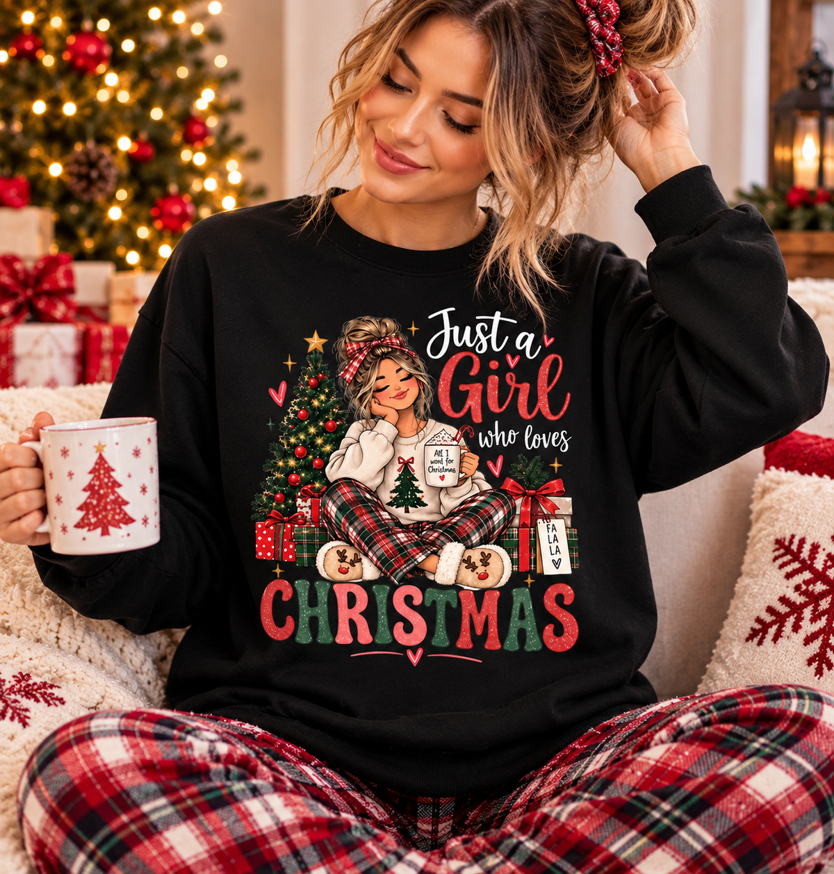 Christmas Shirt, Just a Girl Who Loves Christmas Tee, Sweatshirt & Hoodie