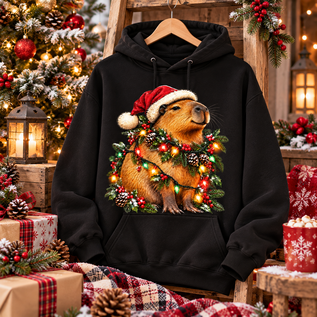 Christmas Capybara Shirt, Santa Capybara Tee, Sweatshirt & Hoodie