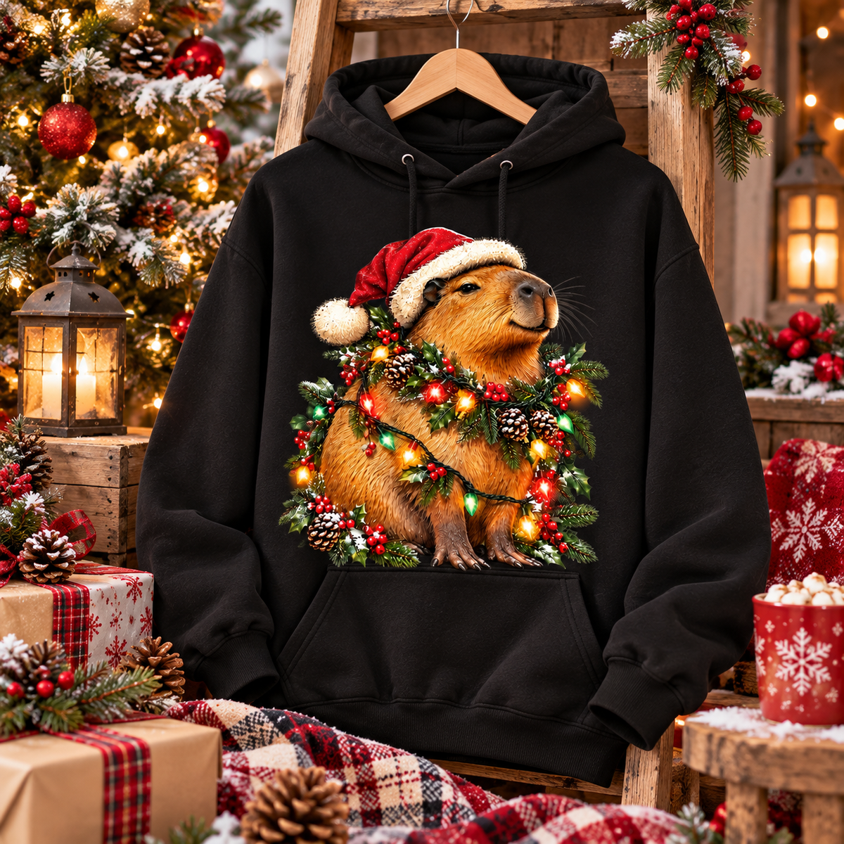 Christmas Capybara Shirt, Santa Capybara Tee, Sweatshirt & Hoodie