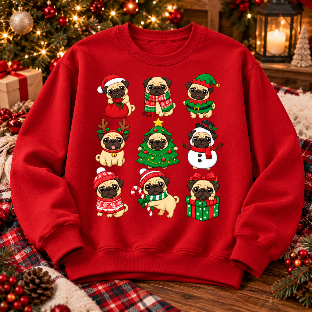 Christmas Pug Hoodie, Funny Pug Sweatshirt, Cute Dog Christmas Shirt, Pug Lover Gift, Holiday Dog Hoodie