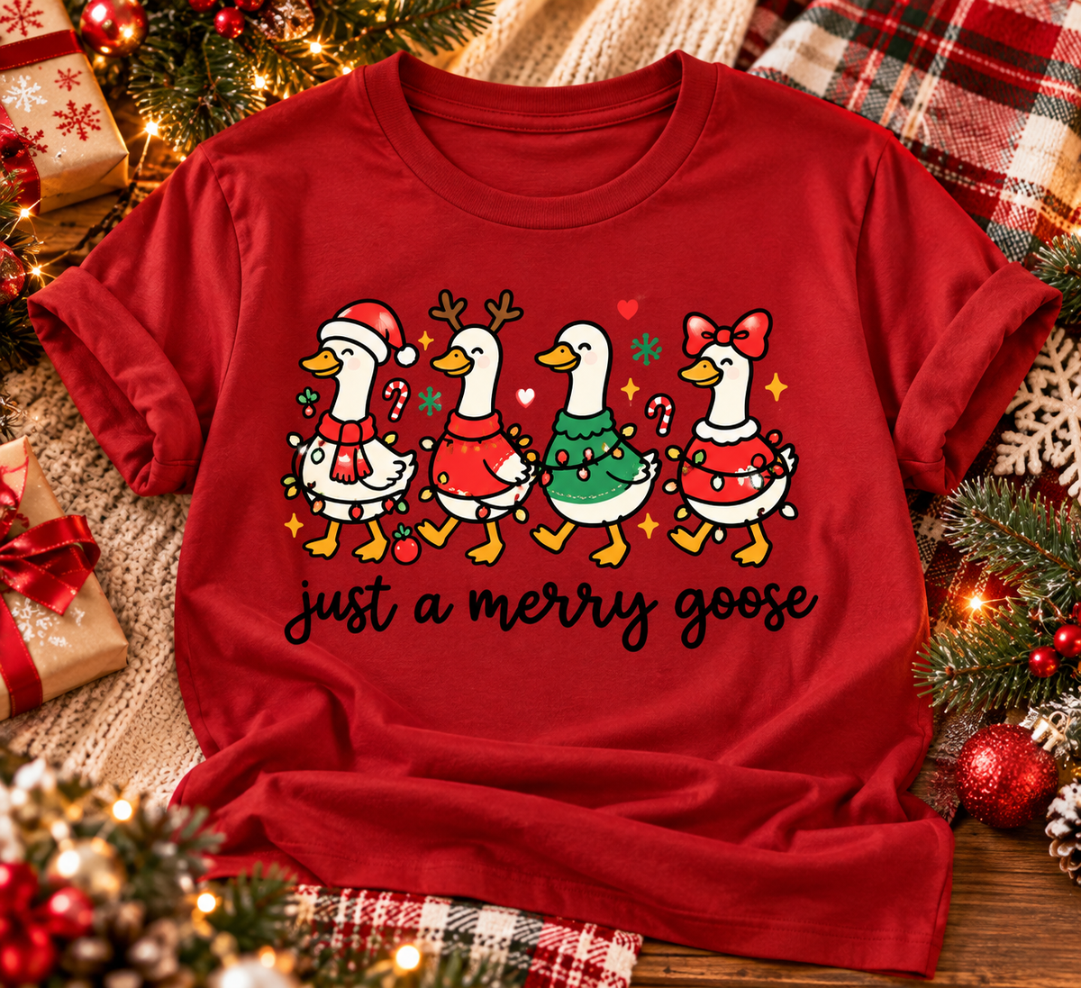 Just a Merry Goose Christmas Shirt, Sweatshirt & Hoodie