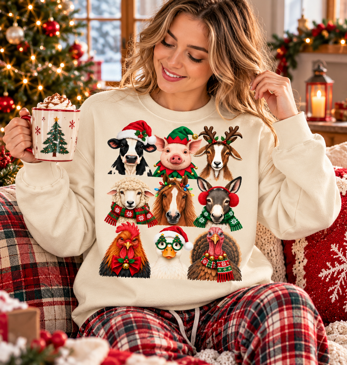 Funny Christmas Animal Shirt, Farm Animal Holiday Tee, Cute Christmas Gift