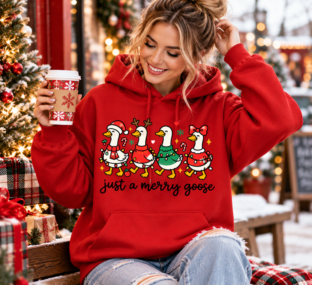 Just a Merry Goose Christmas Shirt, Sweatshirt & Hoodie