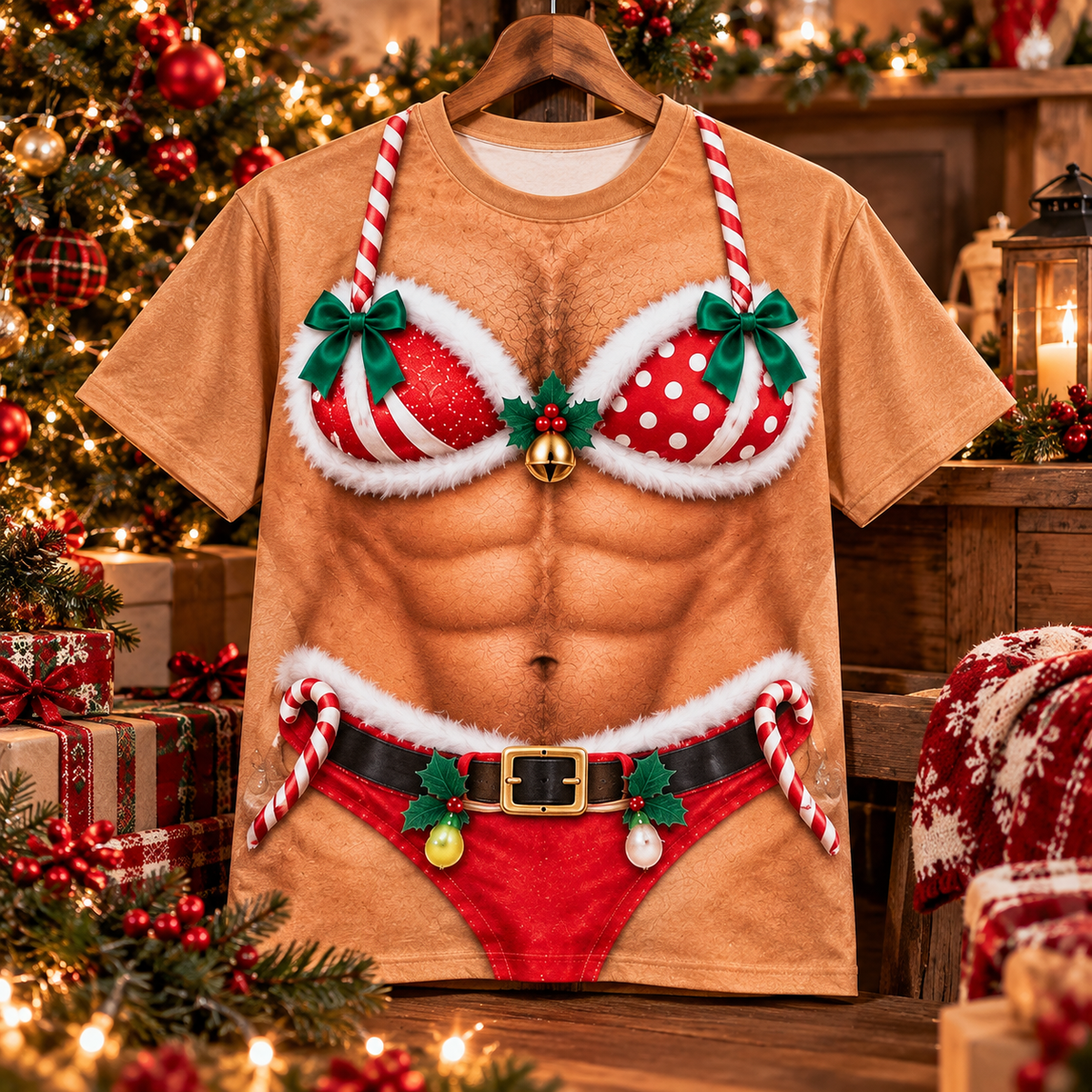 Personalized Funny Christmas Shirt, Santa Lingerie Graphic Tee