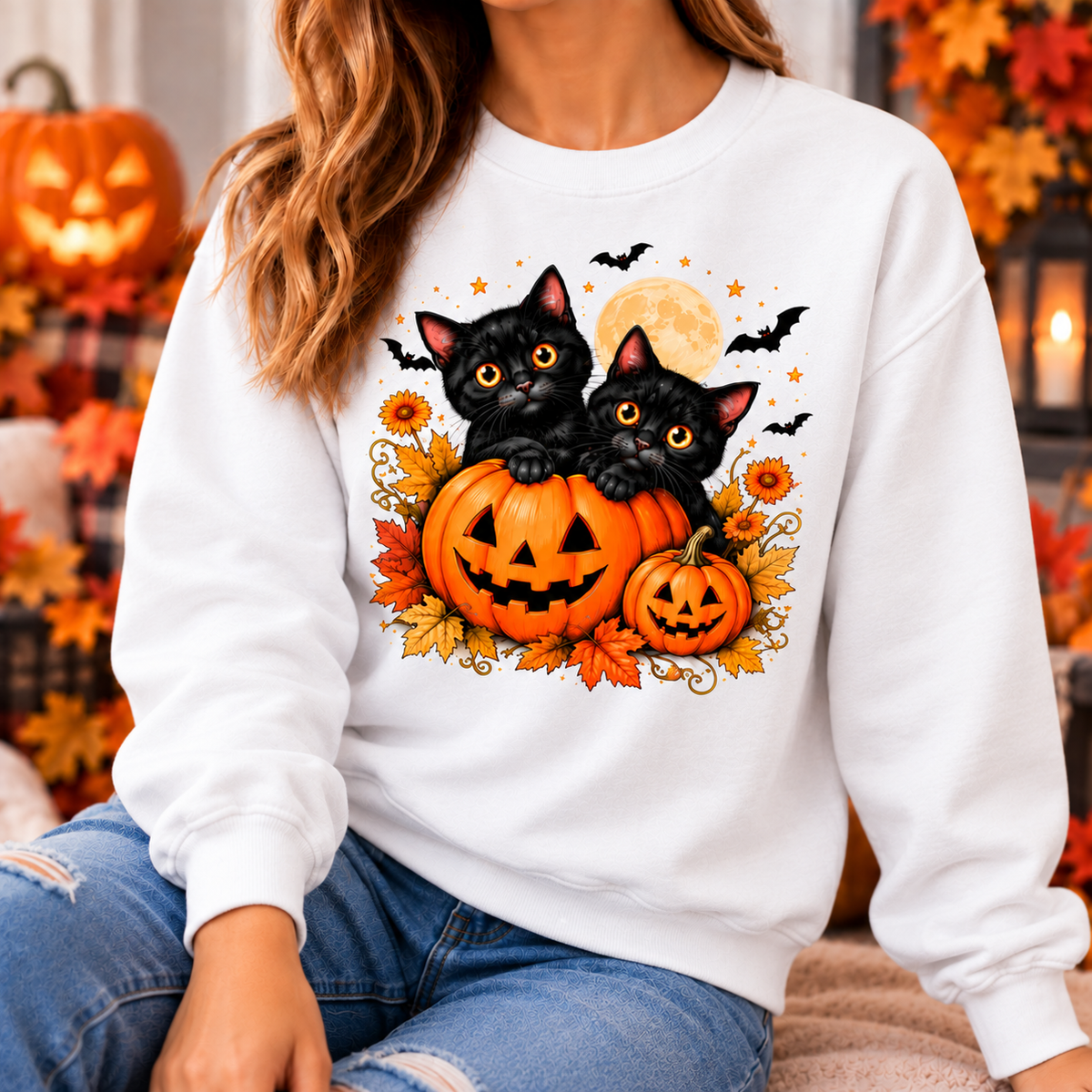 Black Cat Halloween Shirt – Pumpkin T-Shirt, Sweatshirt & Hoodie