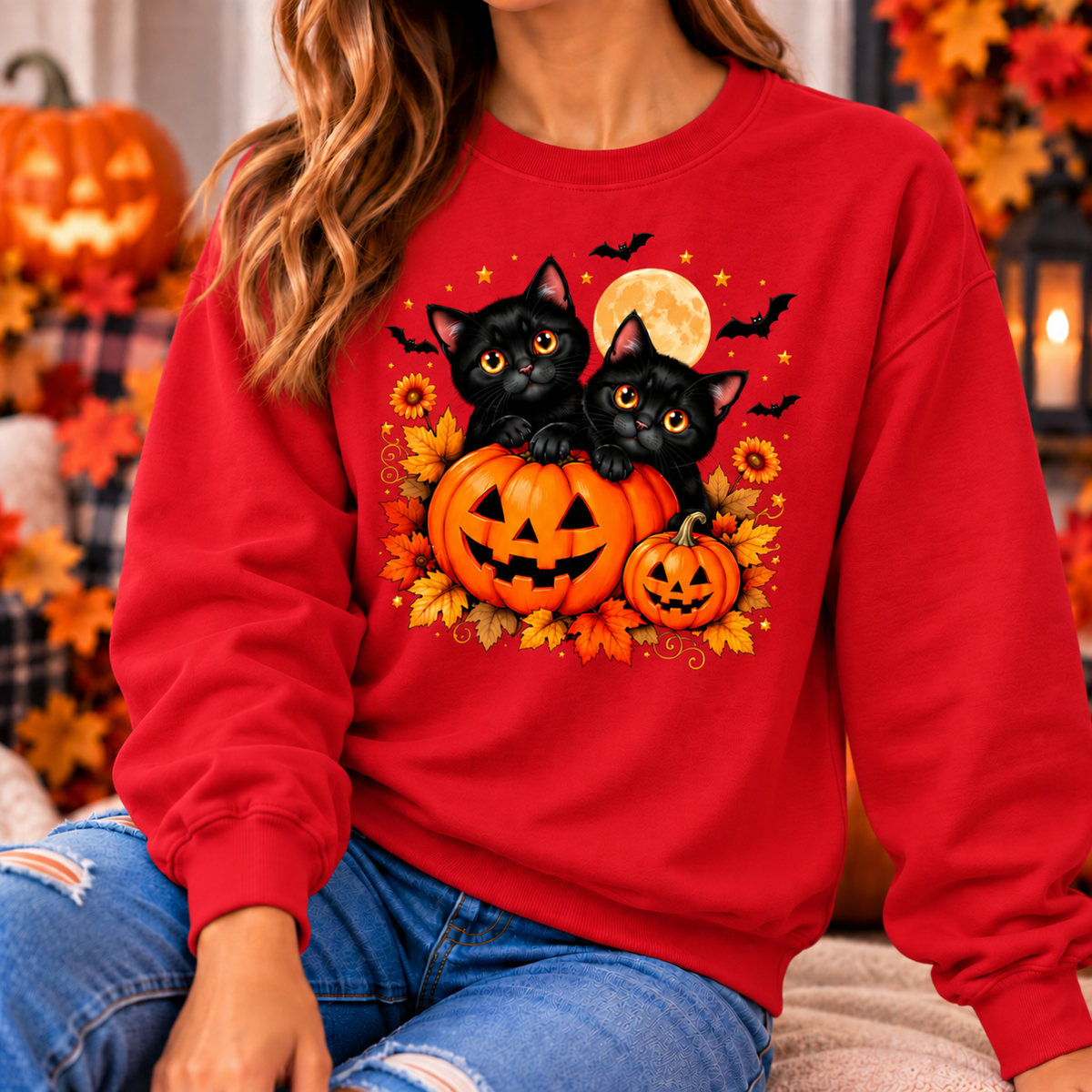Black Cat Halloween Shirt – Pumpkin T-Shirt, Sweatshirt & Hoodie