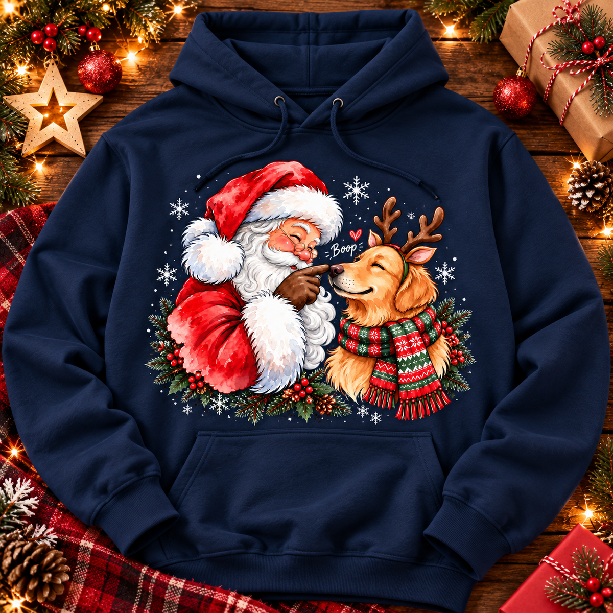 Santa Dog Christmas Sweatshirt, Golden Retriever Holiday Crewneck, Cute Dog Lover Gift, Festive Winter Pullover