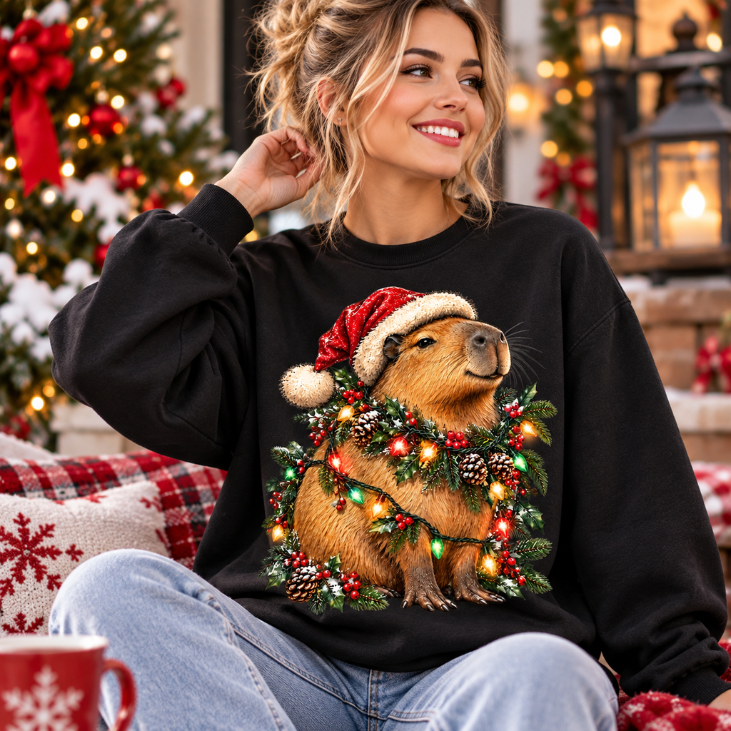 Christmas Capybara Shirt, Santa Capybara Tee, Sweatshirt & Hoodie