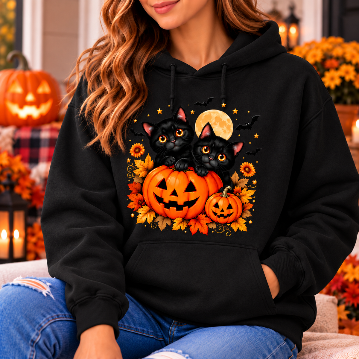 Black Cat Halloween Shirt – Pumpkin T-Shirt, Sweatshirt & Hoodie