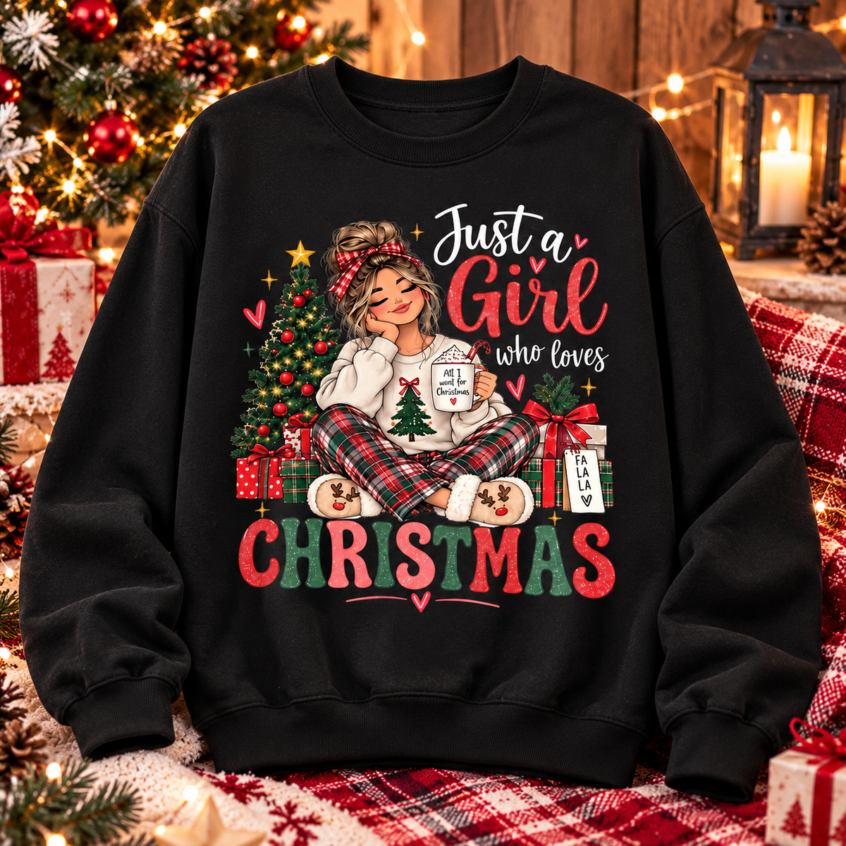 Christmas Shirt, Just a Girl Who Loves Christmas Tee, Sweatshirt & Hoodie