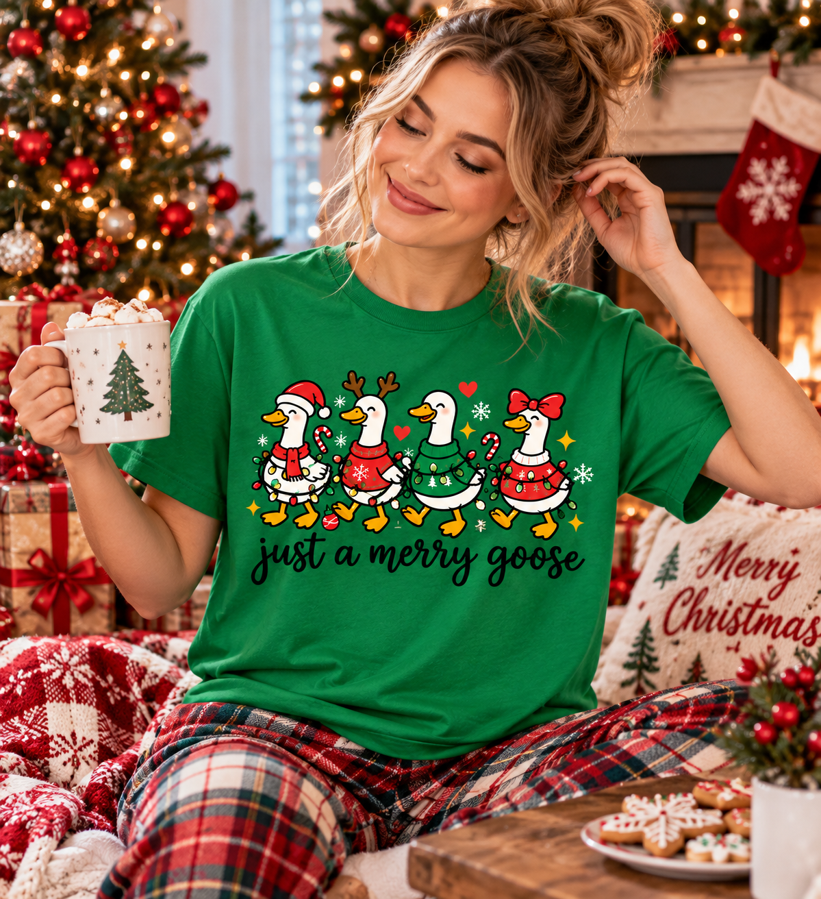 Just a Merry Goose Christmas Shirt, Sweatshirt & Hoodie
