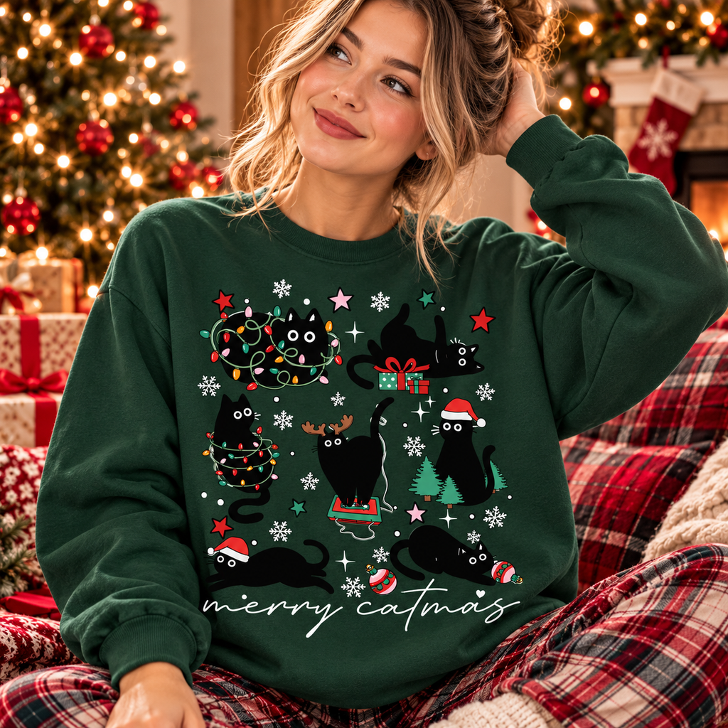 Merry Catmas Shirt, Sweatshirt & Hoodie – Funny Christmas Cats