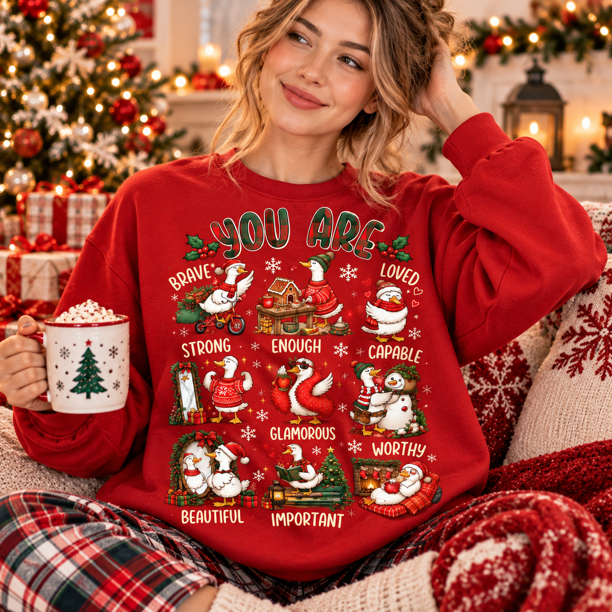 Christmas Goose Shirt – You Are Enough Holiday Sweatshirt & Hoodie
