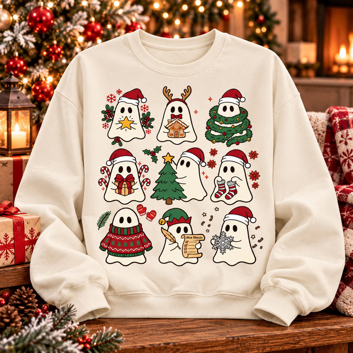 Christmas Ghost Shirt, Sweatshirt & Hoodie – Cute Holiday Design