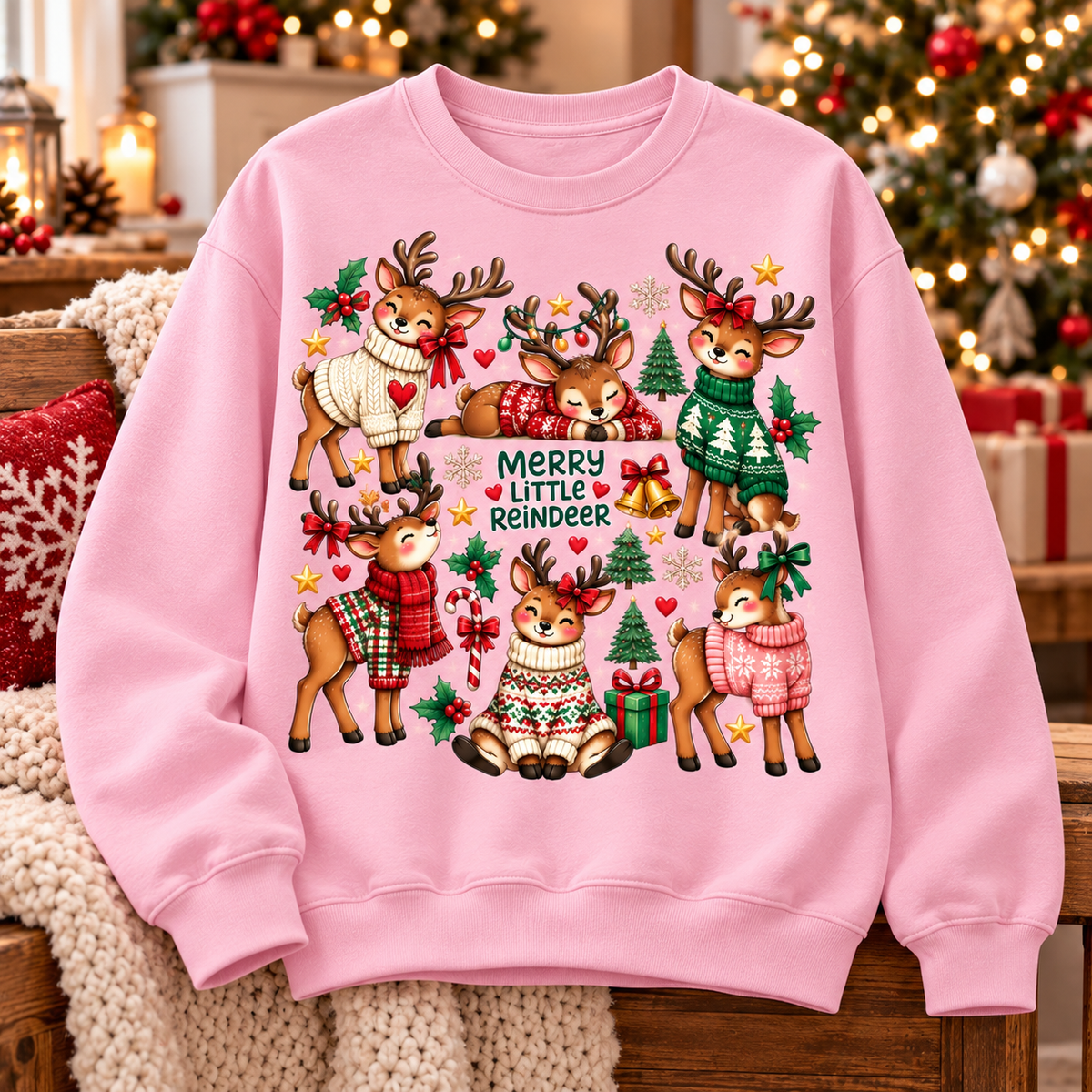 Merry Little Reindeer Shirt, Cute Christmas Tee, Reindeer Holiday Gift
