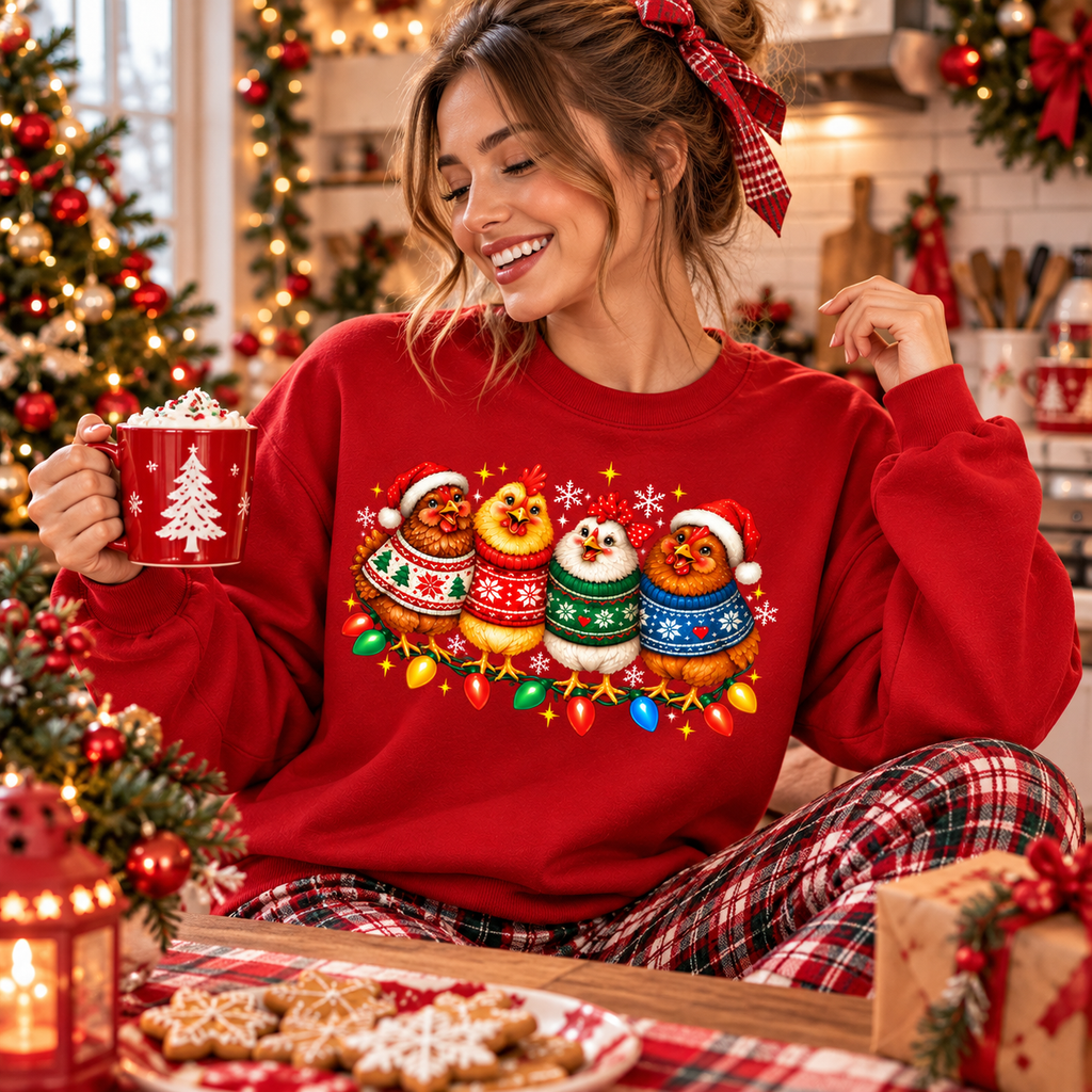 Funny Christmas Chicken Shirt, Cute Holiday Chicken Tee, Farm Animal Gift