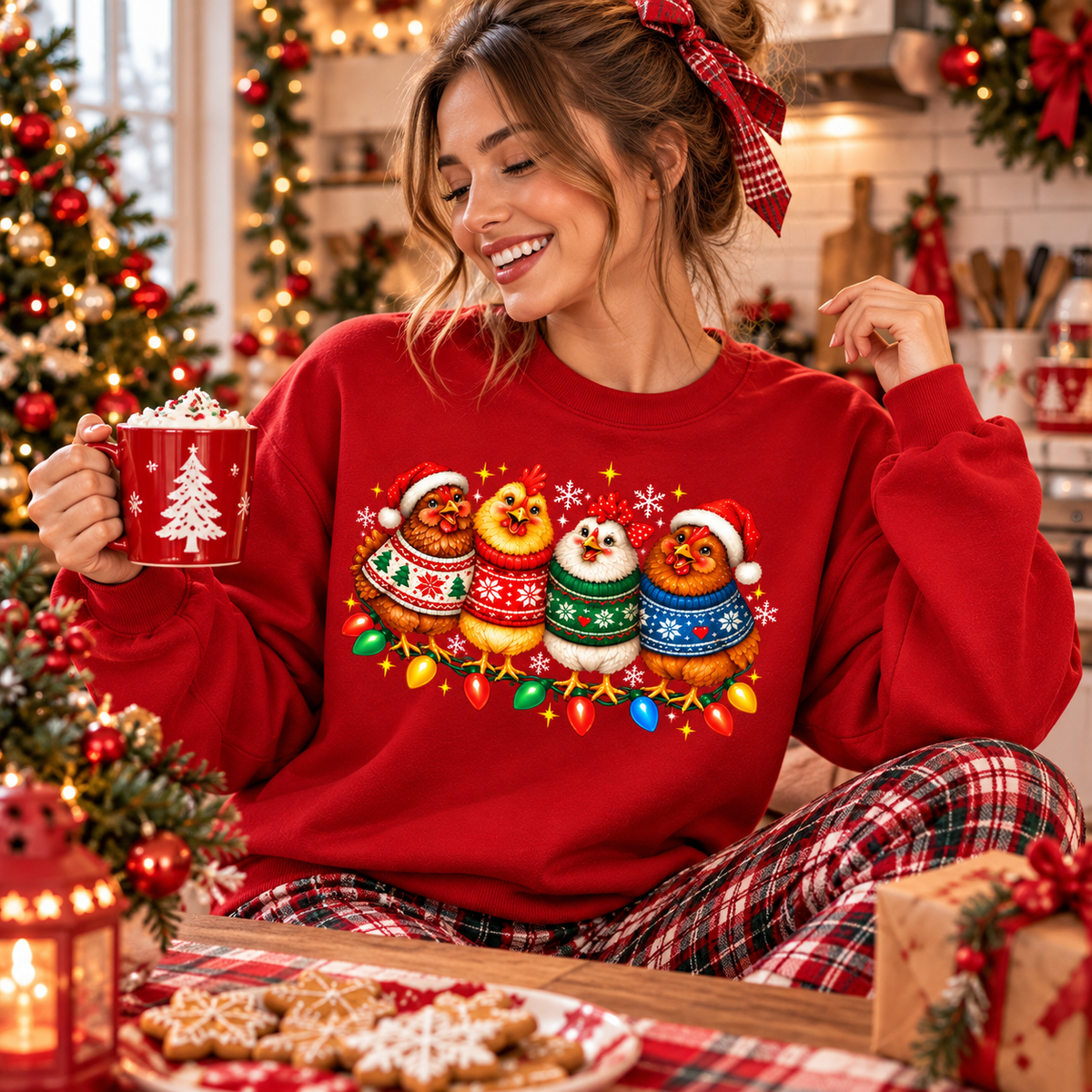 Funny Christmas Chicken Shirt, Cute Holiday Chicken Tee, Farm Animal Gift