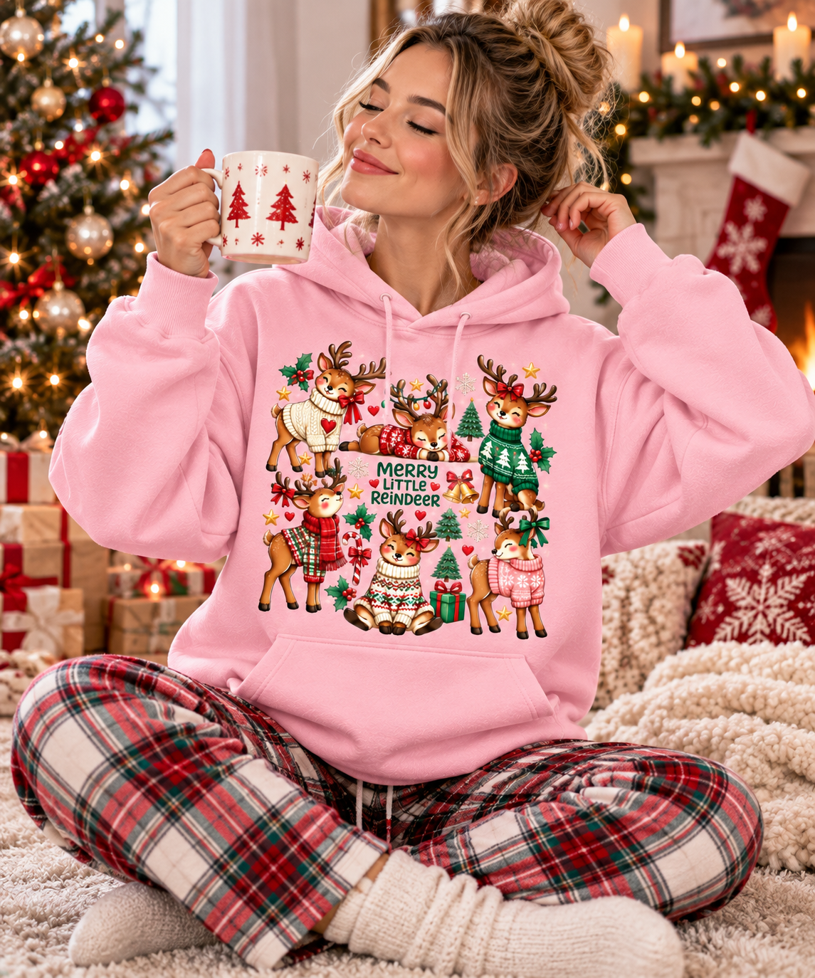 Merry Little Reindeer Shirt, Cute Christmas Tee, Reindeer Holiday Gift