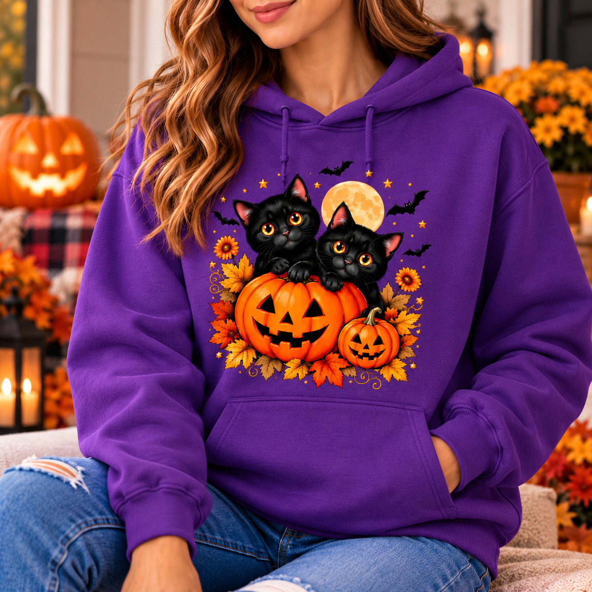 Black Cat Halloween Shirt – Pumpkin T-Shirt, Sweatshirt & Hoodie