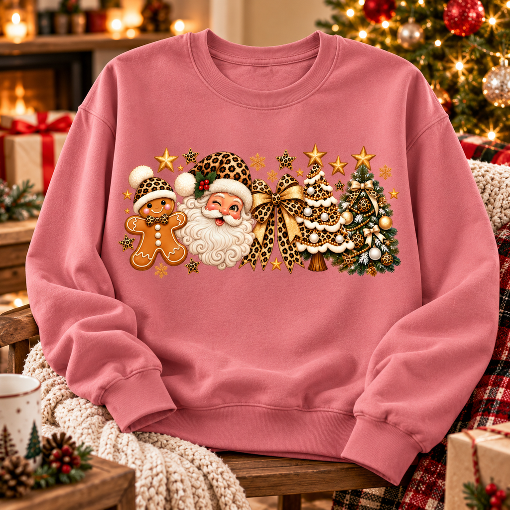 Leopard Print Christmas Shirt, Sweatshirt & Hoodie