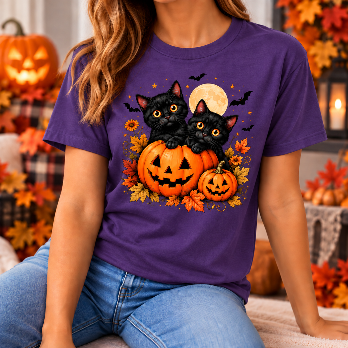 Black Cat Halloween Shirt – Pumpkin T-Shirt, Sweatshirt & Hoodie