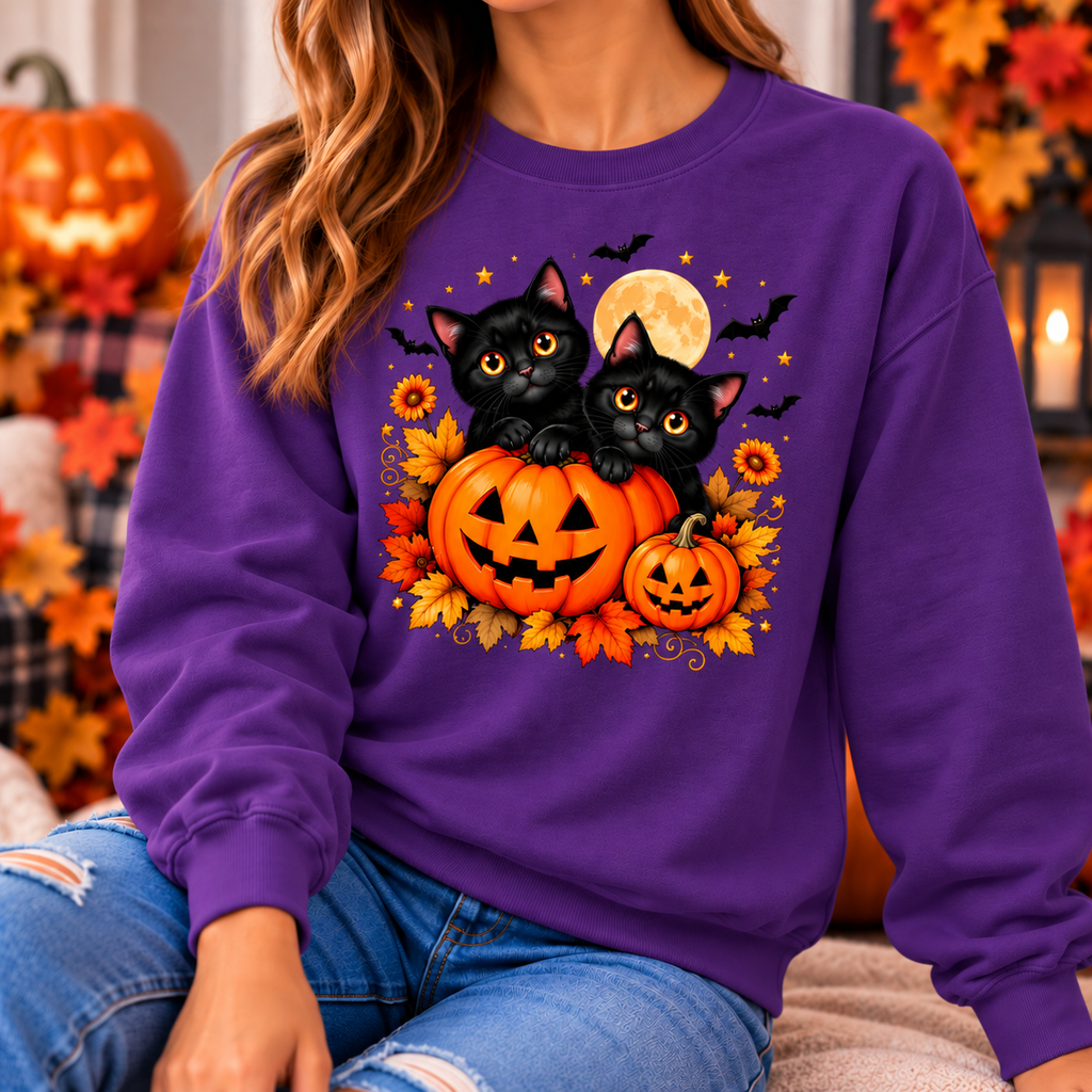 Black Cat Halloween Shirt – Pumpkin T-Shirt, Sweatshirt & Hoodie
