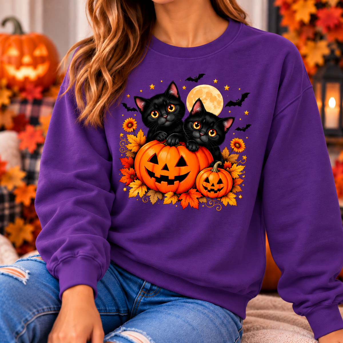 Black Cat Halloween Shirt – Pumpkin T-Shirt, Sweatshirt & Hoodie
