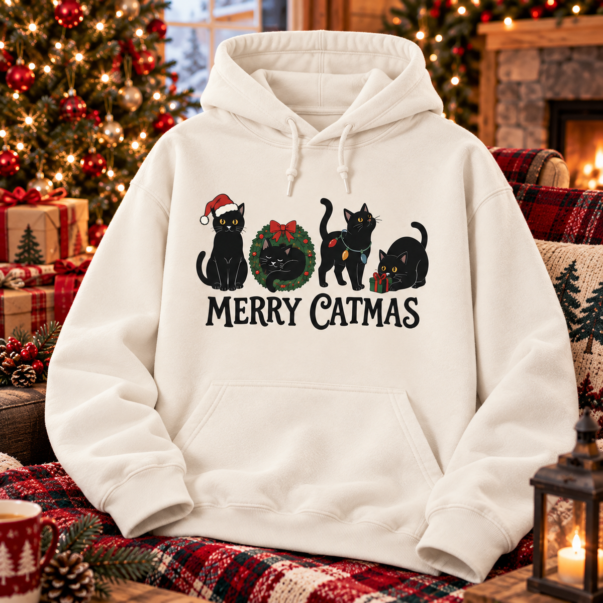 Merry Catmas Shirt – Cute Christmas Black Cat Sweatshirt & Hoodie