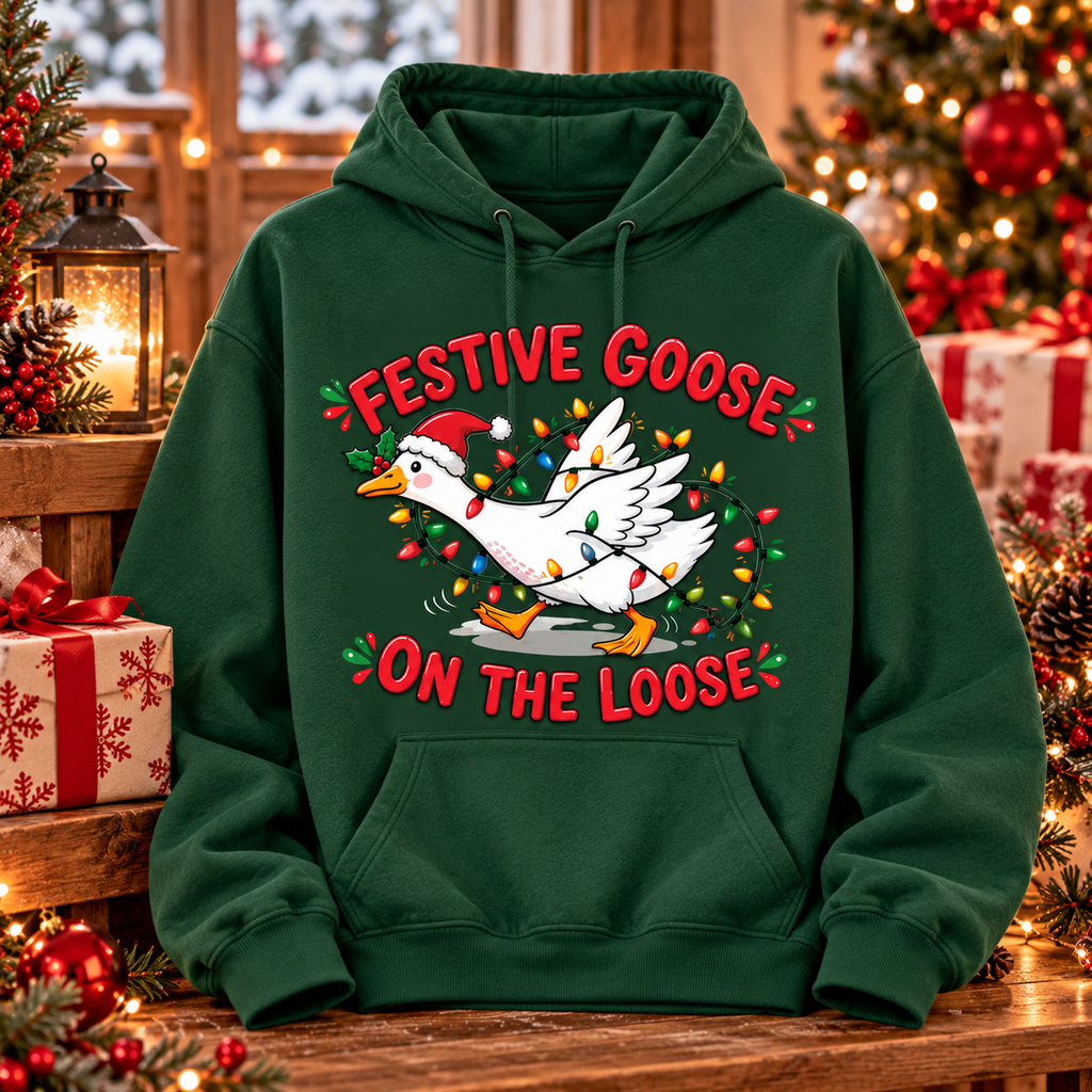 Funny Christmas Goose Shirt – Festive Goose on the Loose Tee