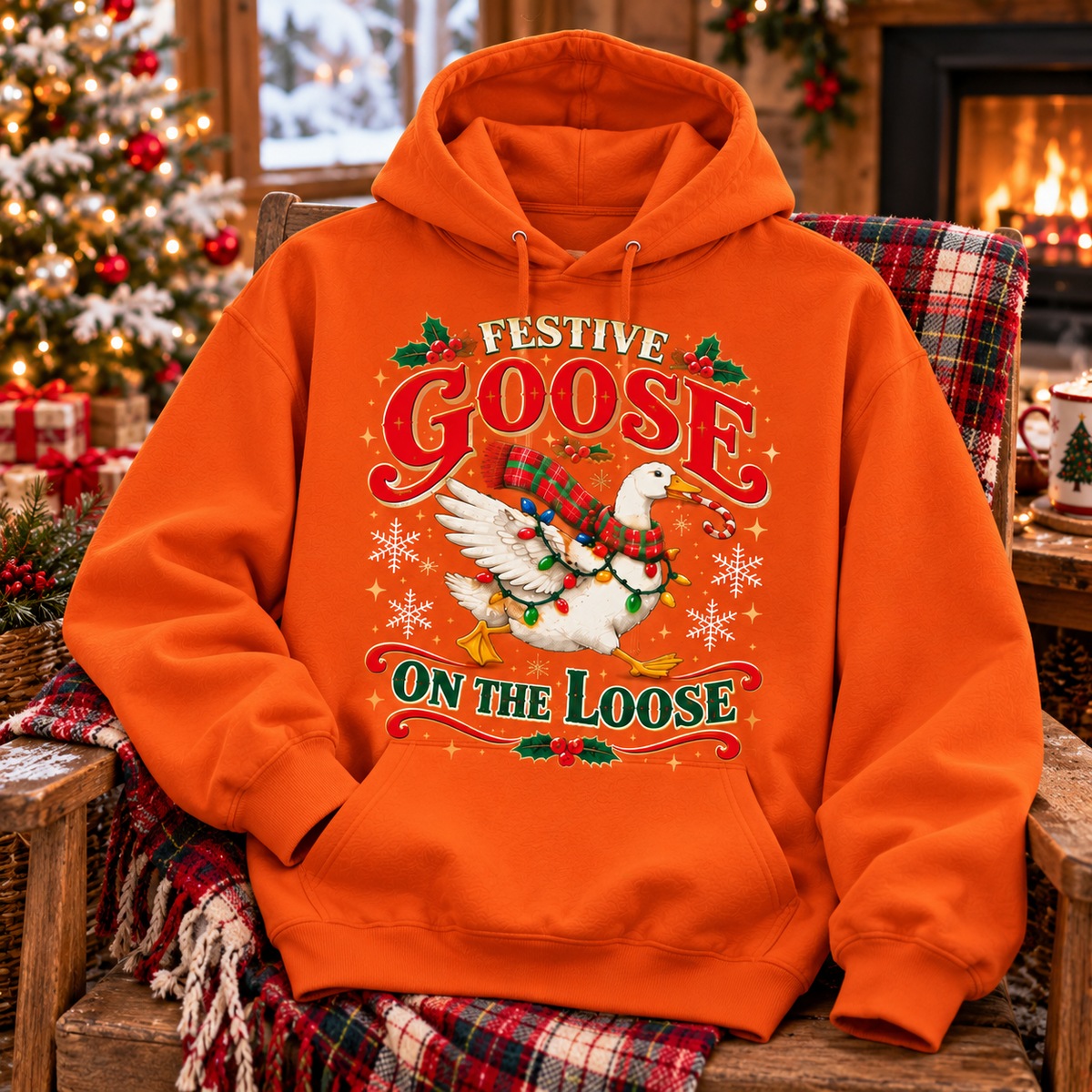 Festive Goose Christmas Shirt, Funny Goose Holiday Graphic Tee