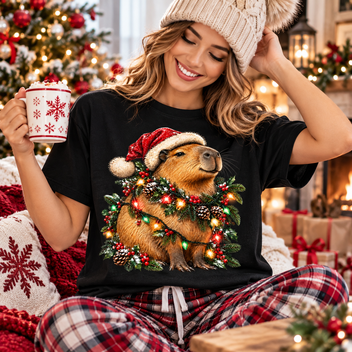 Christmas Capybara Shirt, Santa Capybara Tee, Sweatshirt & Hoodie