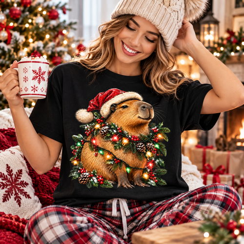 Christmas Capybara Shirt, Santa Capybara Tee, Sweatshirt & Hoodie