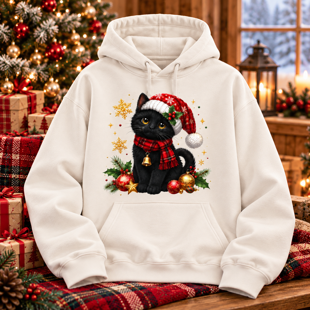 Black Cat Christmas Shirt – Cute Santa Cat Sweatshirt & Hoodie