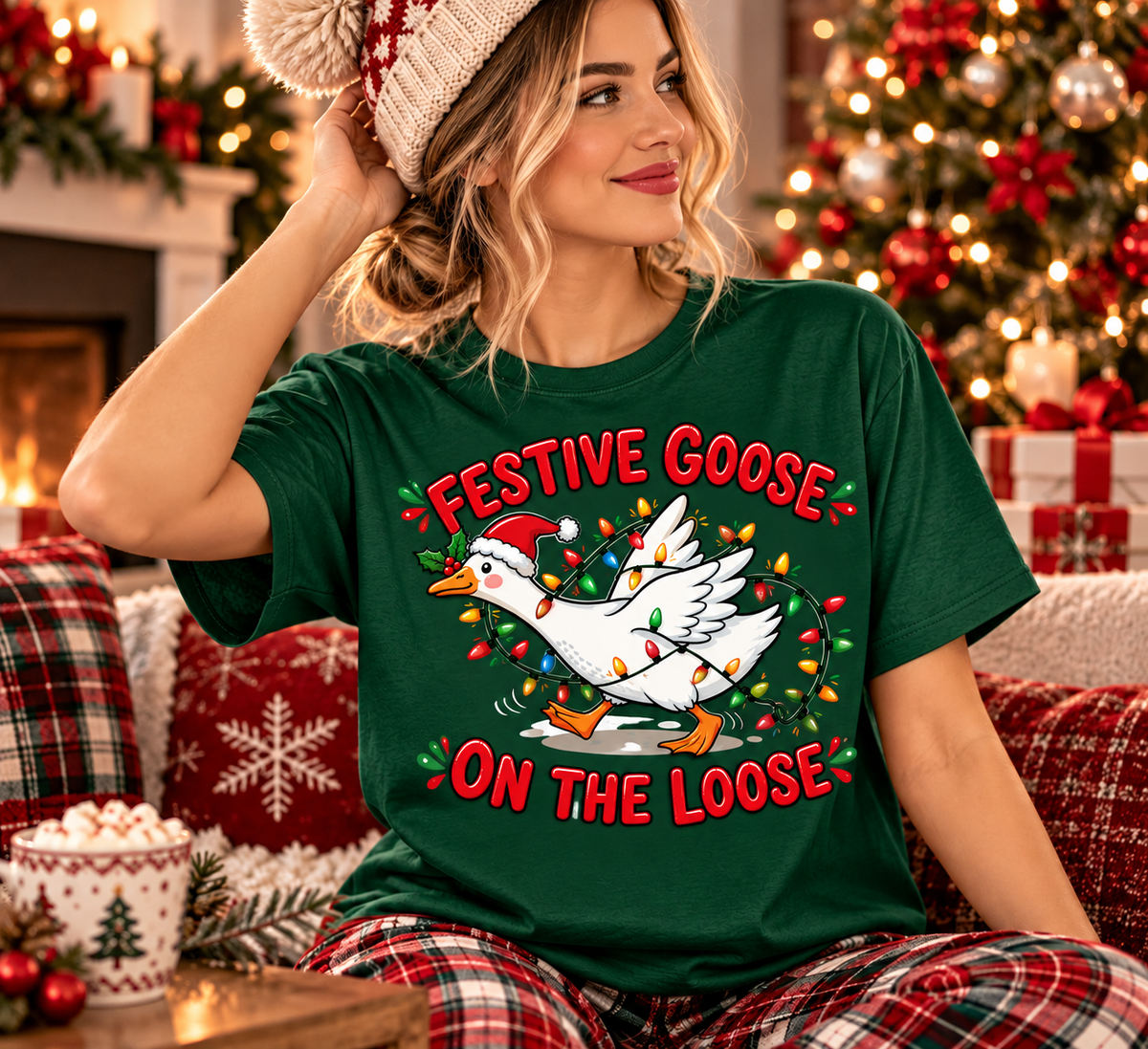 Funny Christmas Goose Shirt – Festive Goose on the Loose Tee