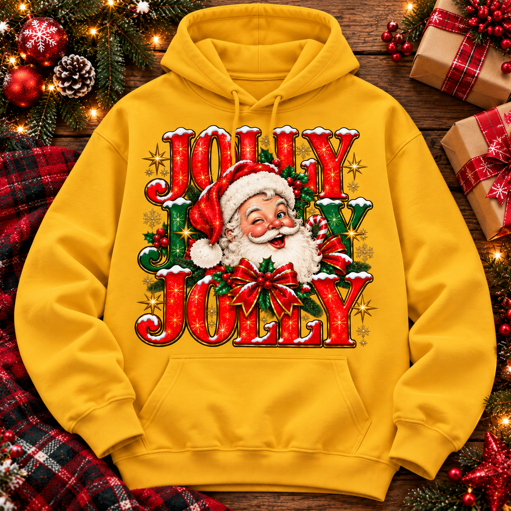 Jolly Jolly Santa Shirt, Vintage Christmas Sweatshirt, Funny Holiday Hoodie, Festive Santa Gift