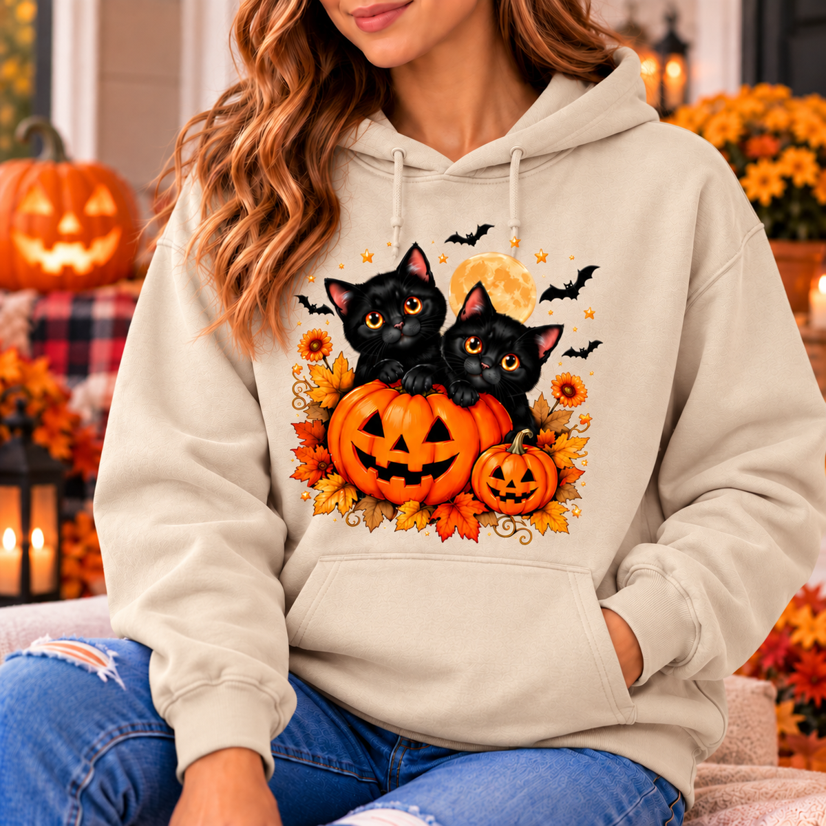 Black Cat Halloween Shirt – Pumpkin T-Shirt, Sweatshirt & Hoodie