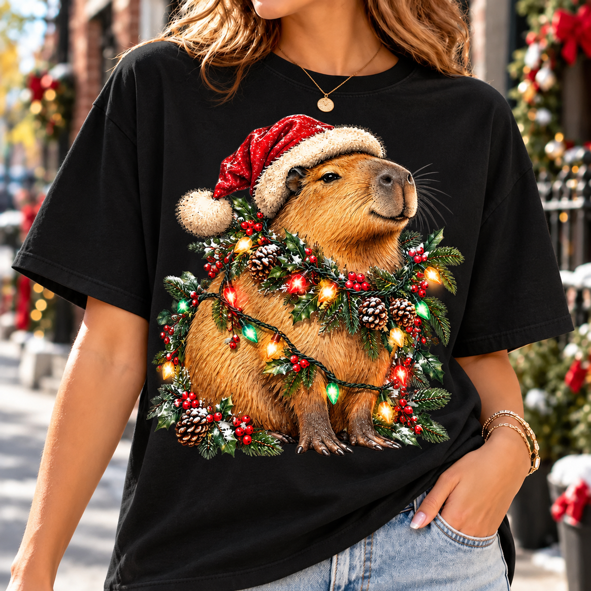 Christmas Capybara Shirt, Santa Capybara Tee, Sweatshirt & Hoodie