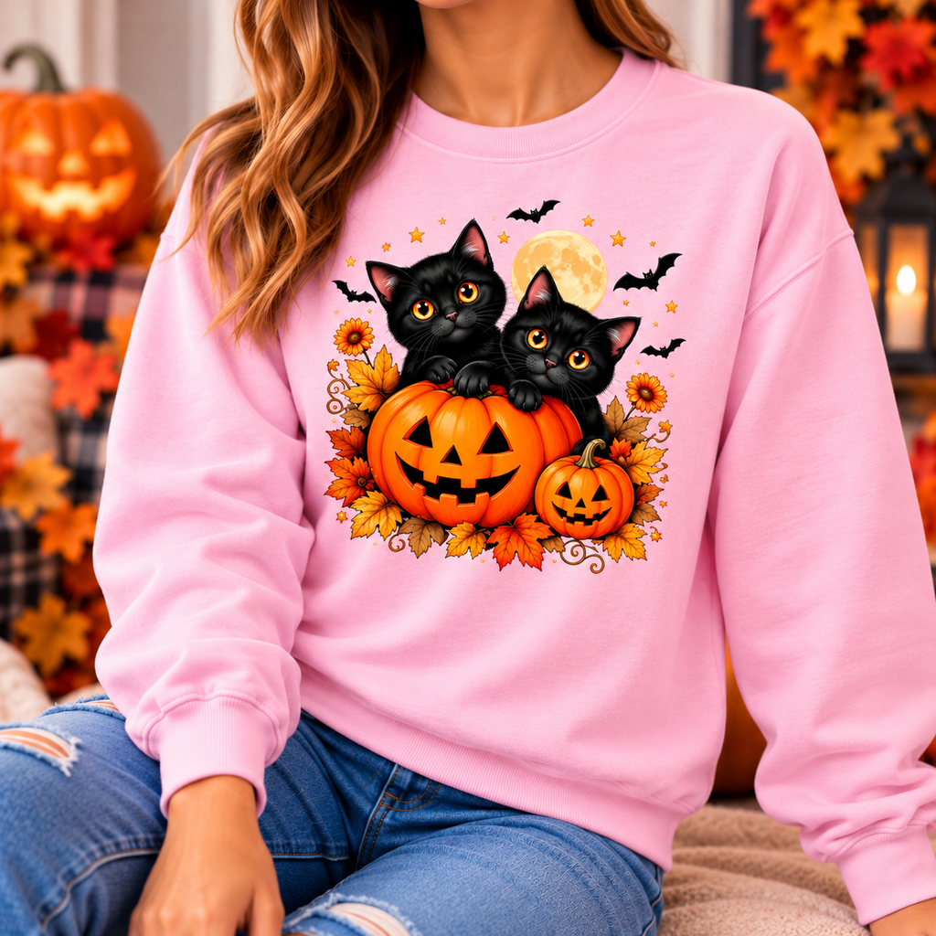 Black Cat Halloween Shirt – Pumpkin T-Shirt, Sweatshirt & Hoodie