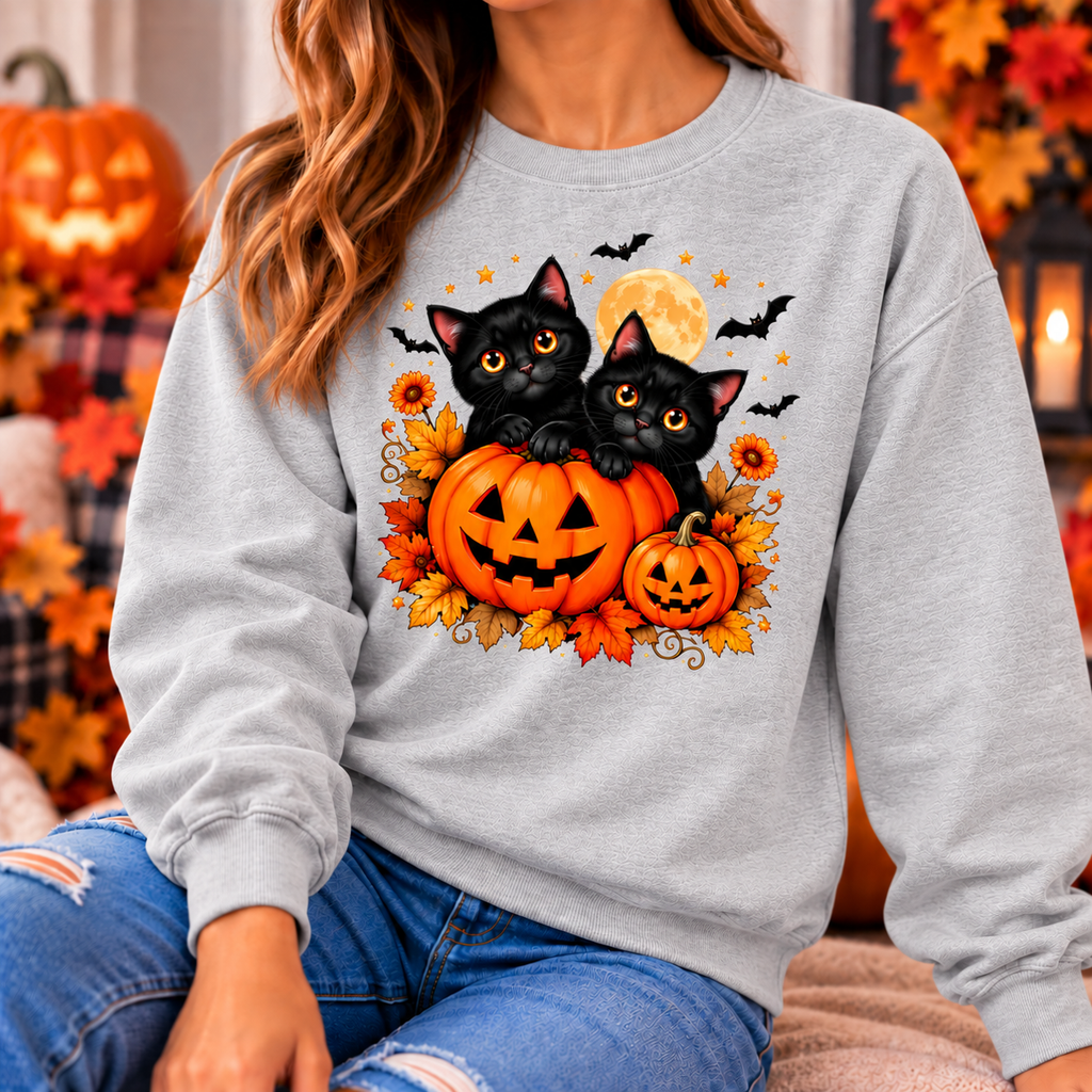 Black Cat Halloween Shirt – Pumpkin T-Shirt, Sweatshirt & Hoodie