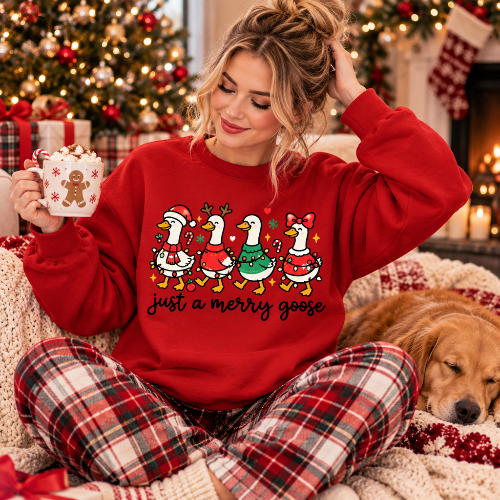 Just a Merry Goose Christmas Shirt, Sweatshirt & Hoodie