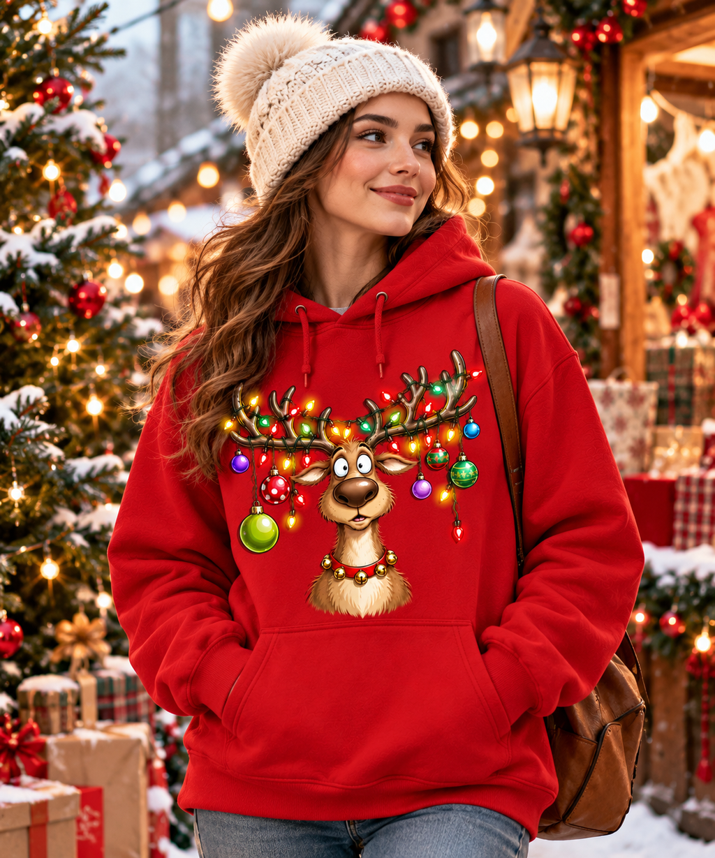 Funny Christmas Reindeer Shirt, Reindeer Lights Holiday Tee
