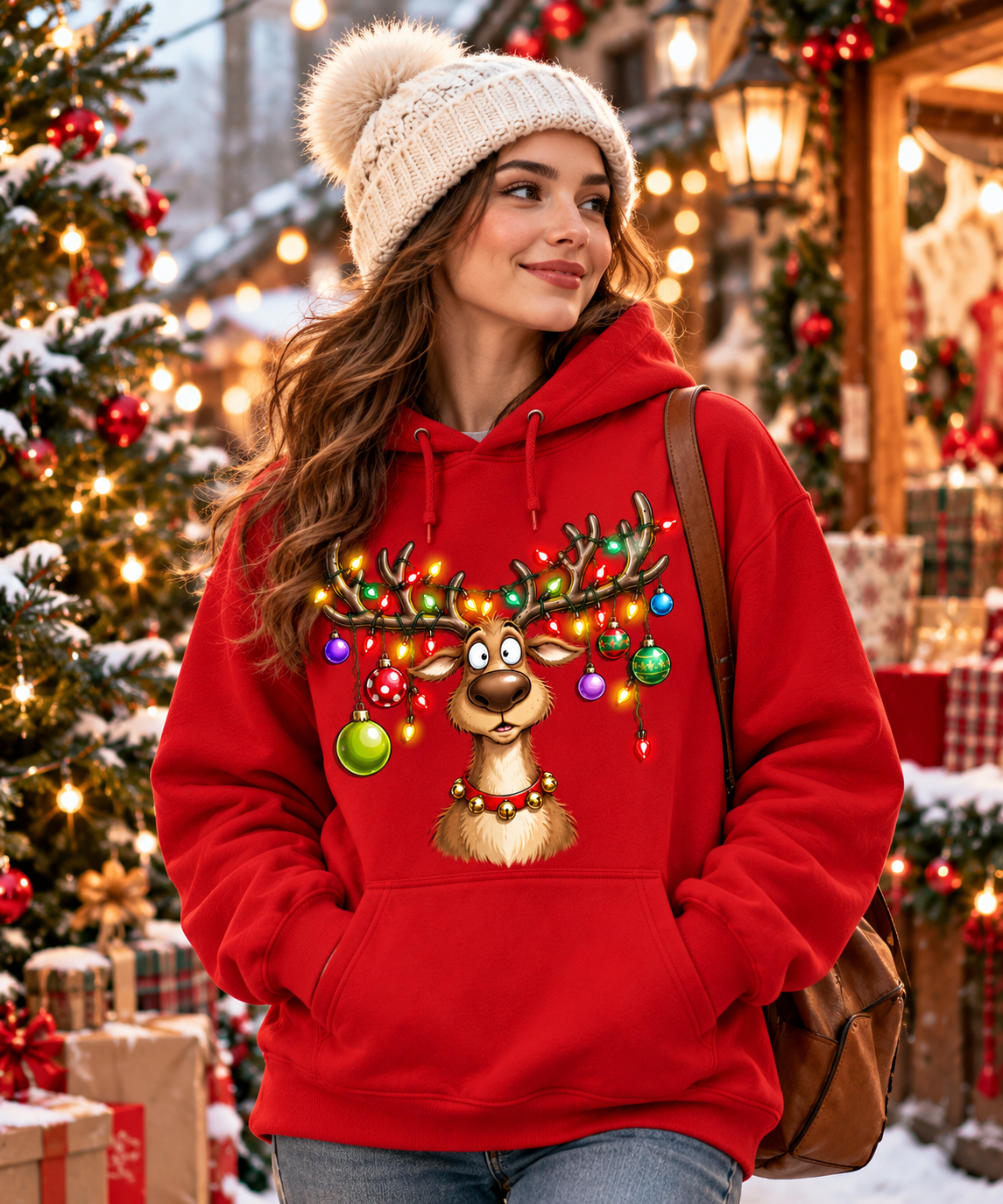 Funny Christmas Reindeer Shirt, Reindeer Lights Holiday Tee