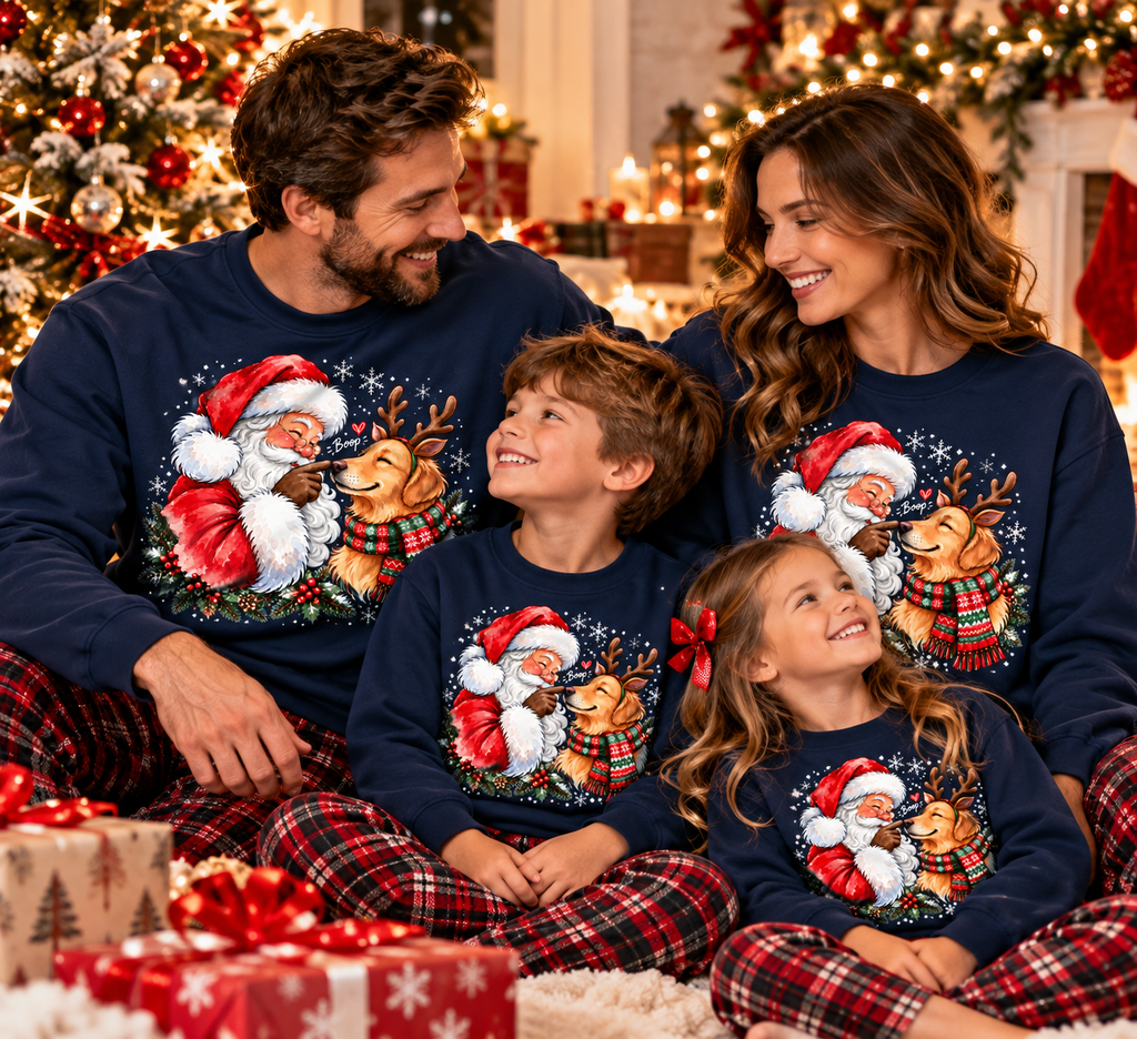 Santa Dog Christmas Sweatshirt, Golden Retriever Holiday Crewneck, Cute Dog Lover Gift, Festive Winter Pullover