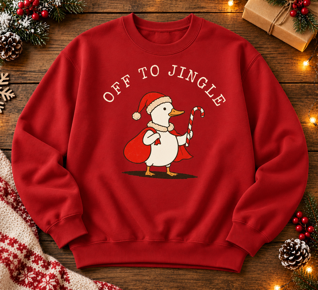 Funny Christmas Duck Sweatshirt, Vintage Santa Goose Crewneck, Cute Holiday Gift