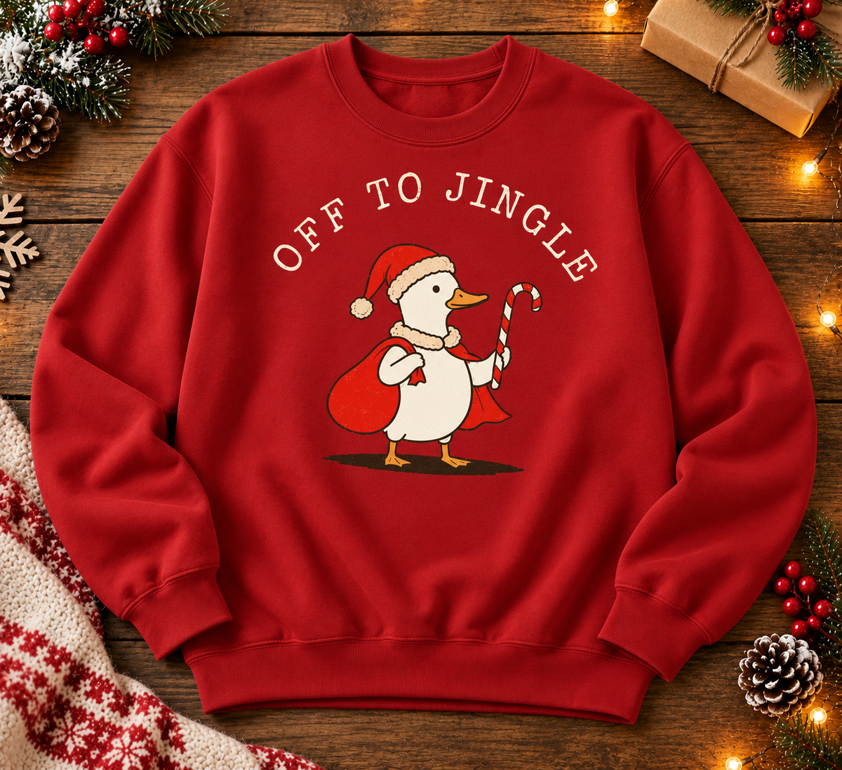 Funny Christmas Duck Sweatshirt, Vintage Santa Goose Crewneck, Cute Holiday Gift