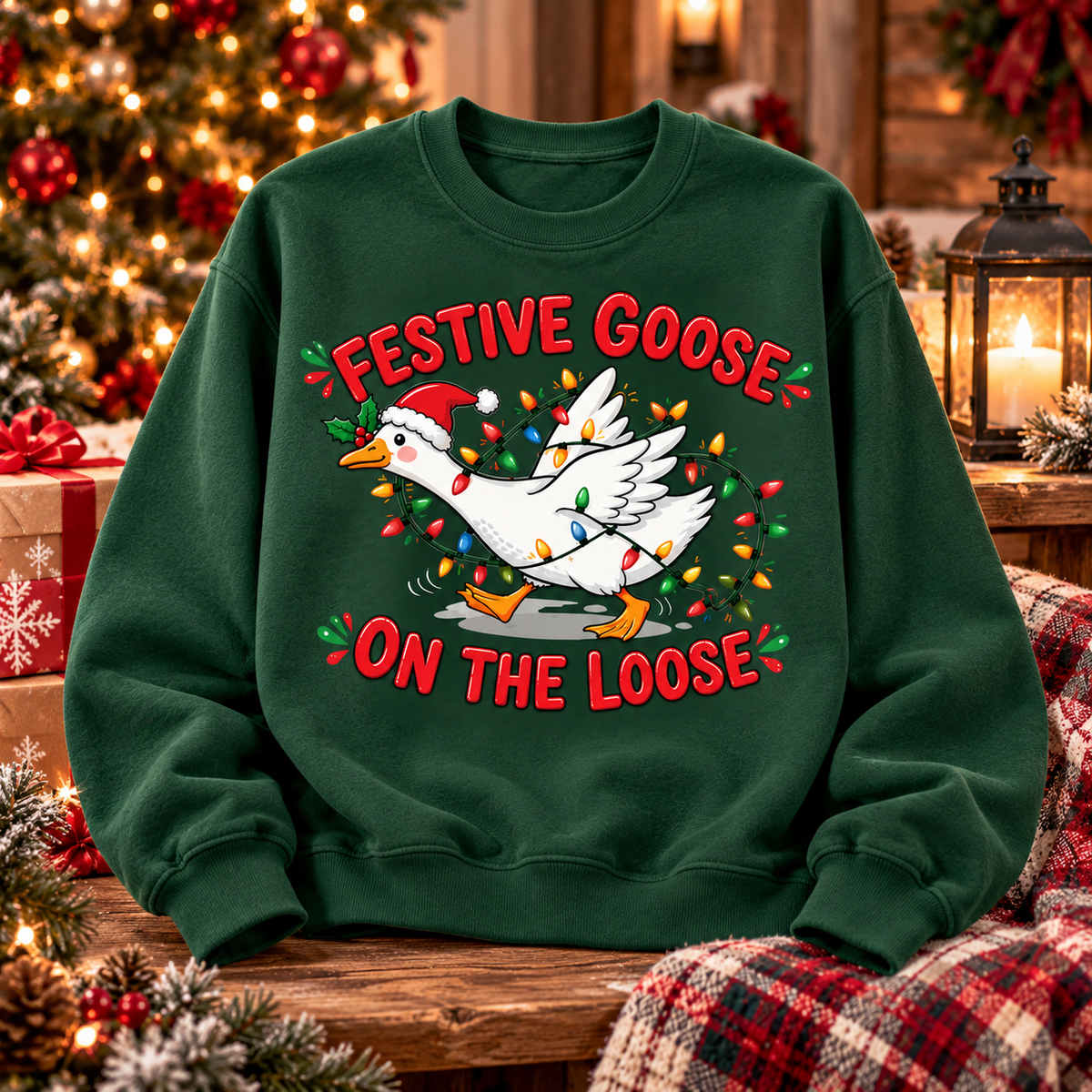 Funny Christmas Goose Shirt – Festive Goose on the Loose Tee
