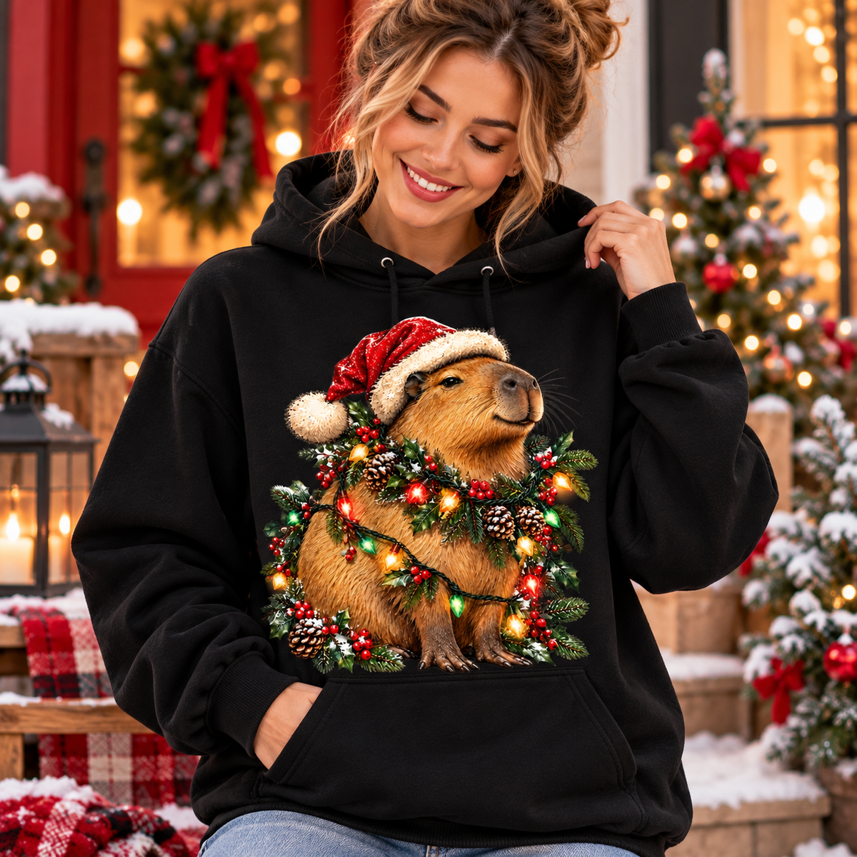 Christmas Capybara Shirt, Santa Capybara Tee, Sweatshirt & Hoodie